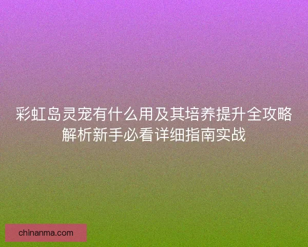 彩虹岛灵宠有什么用及其培养提升全攻略解析新手必看详细指南实战