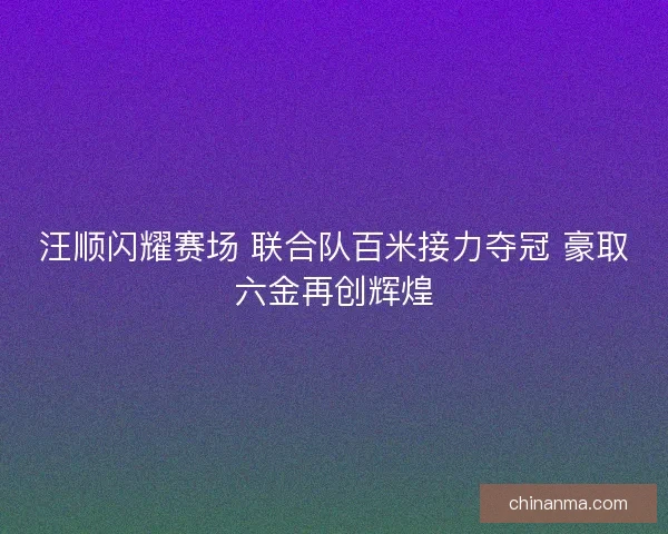 汪顺闪耀赛场 联合队百米接力夺冠 豪取六金再创辉煌